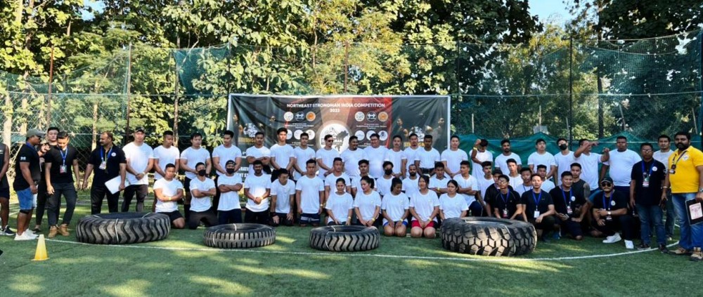 Officials of the Strongman Competition for Northeast India along with the participants at the Orchid Ground, Burma camp, Dimapur on November 5. (Morung Photo)